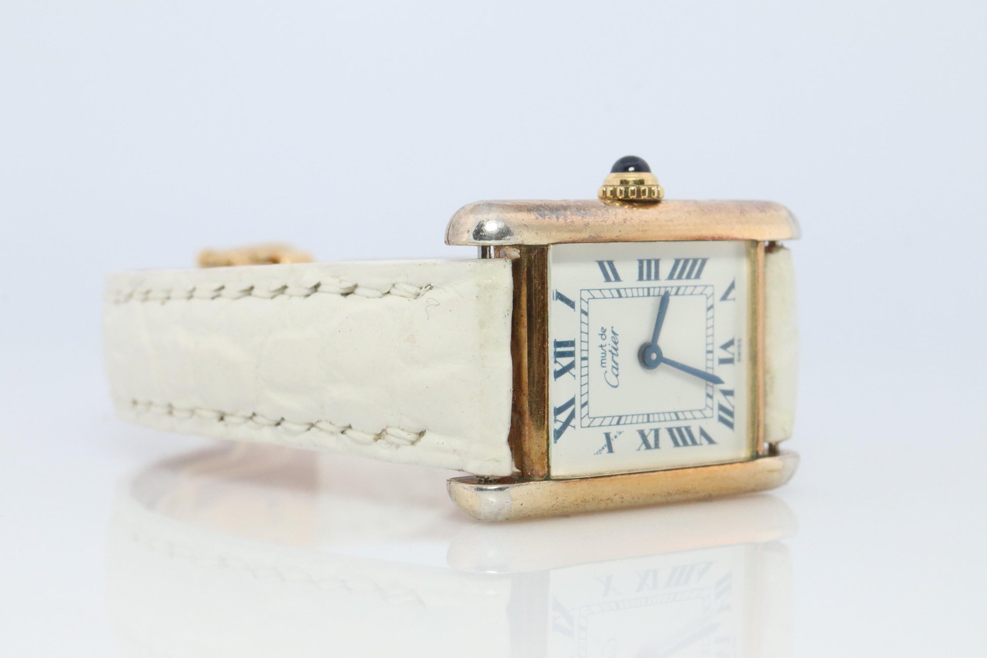 Vintage Must de Cartier Tank Gold Dial Watch. Vermeil ARGENT Small Tank
