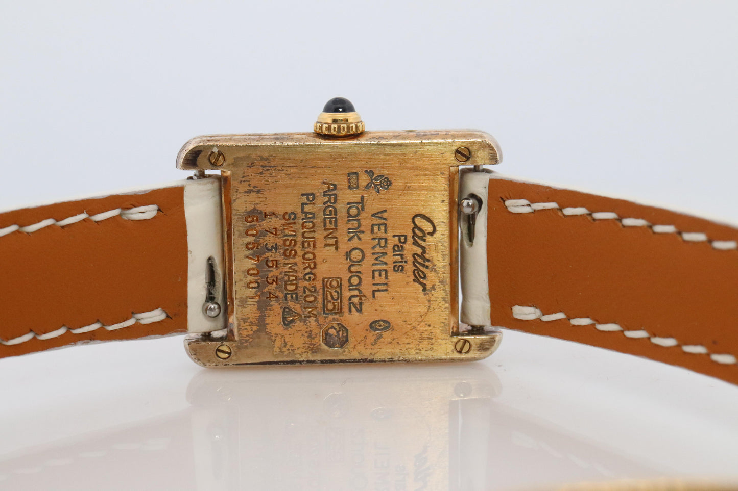 Vintage Must de Cartier Tank Gold Dial Watch. Vermeil ARGENT Small Tank