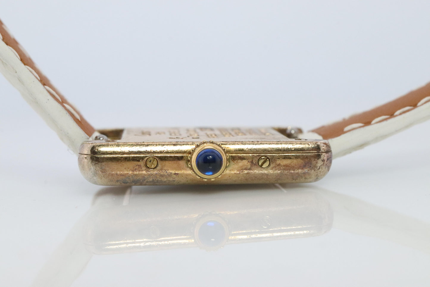 Vintage Must de Cartier Tank Gold Dial Watch. Vermeil ARGENT Small Tank