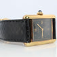 Vintage Must de Cartier Tank Black Dial Watch Vermeil ARGENT Small Manual Tank