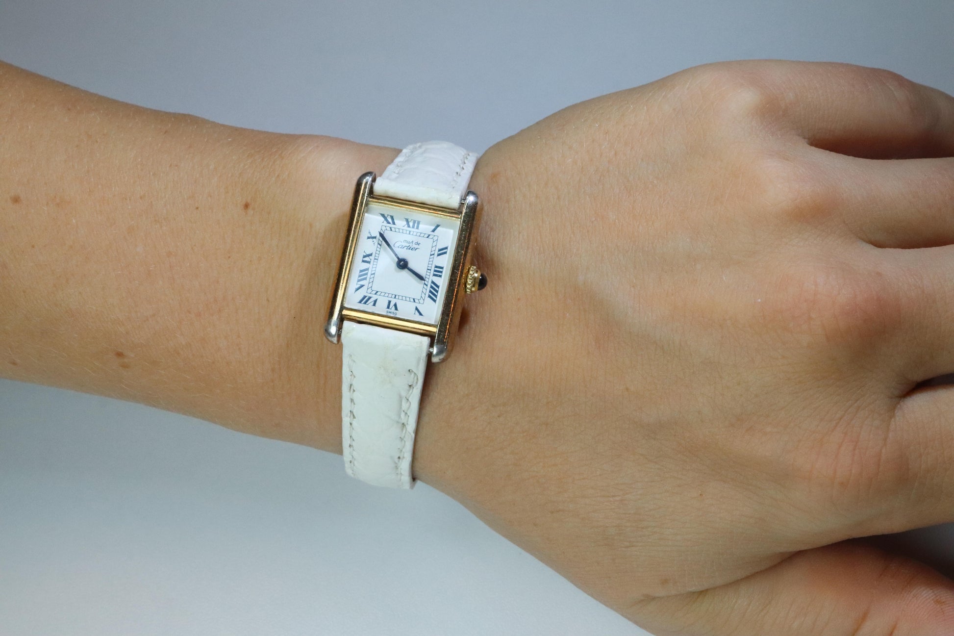 Vintage Must de Cartier Tank Gold Dial Watch. Vermeil ARGENT Small Tank