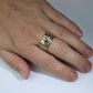 18k Confetti wide band. 2CTW Diamond Ruby Sapphire Emerald Scattered Cigar ring