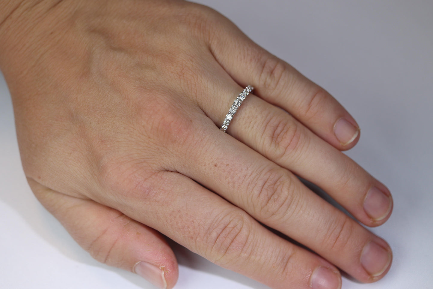 18k Diamond eternity band. 18k White Gold 0.5ctw half anniversary Ring.
