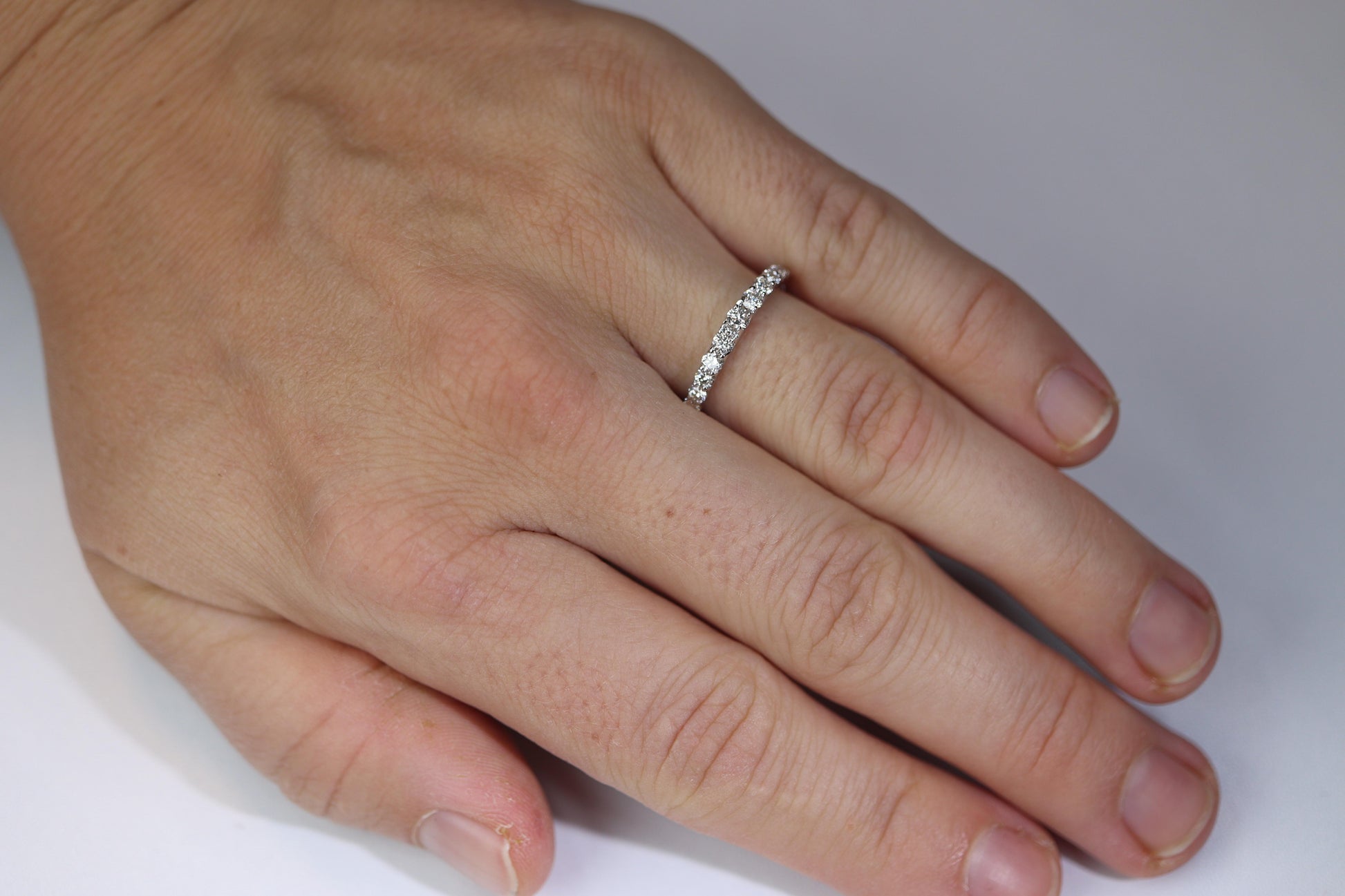 18k Diamond eternity band. 18k White Gold 0.5ctw half anniversary Ring.