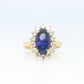 Black Opal Diamond Ring. 18k Yelow Gold Opal Diamond Halo Ballerina Ring Band.