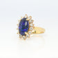 Black Opal Diamond Ring. 18k Yelow Gold Opal Diamond Halo Ballerina Ring Band.
