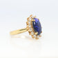 Black Opal Diamond Ring. 18k Yelow Gold Opal Diamond Halo Ballerina Ring Band.