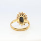 Black Opal Diamond Ring. 18k Yelow Gold Opal Diamond Halo Ballerina Ring Band.