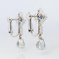 Sapphire Aquamarine Dangle Earrings. Platinum PT950 Unpierced Clip On Earrings