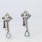 Sapphire Aquamarine Dangle Earrings. Platinum PT950 Unpierced Clip On Earrings
