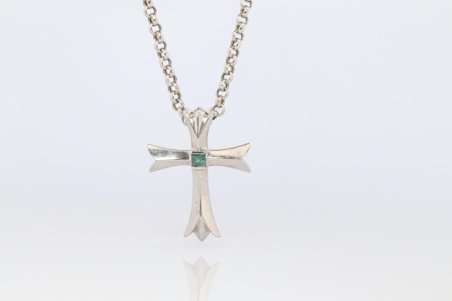 Platinum 18k Alexandrite Cross Pendant. Genuine Alexandrite Crucifix Necklace