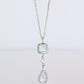 Genuine Tiffany and Co Aquamarine Necklace. 18k WG Tiffany Aqua Diamond Pendant
