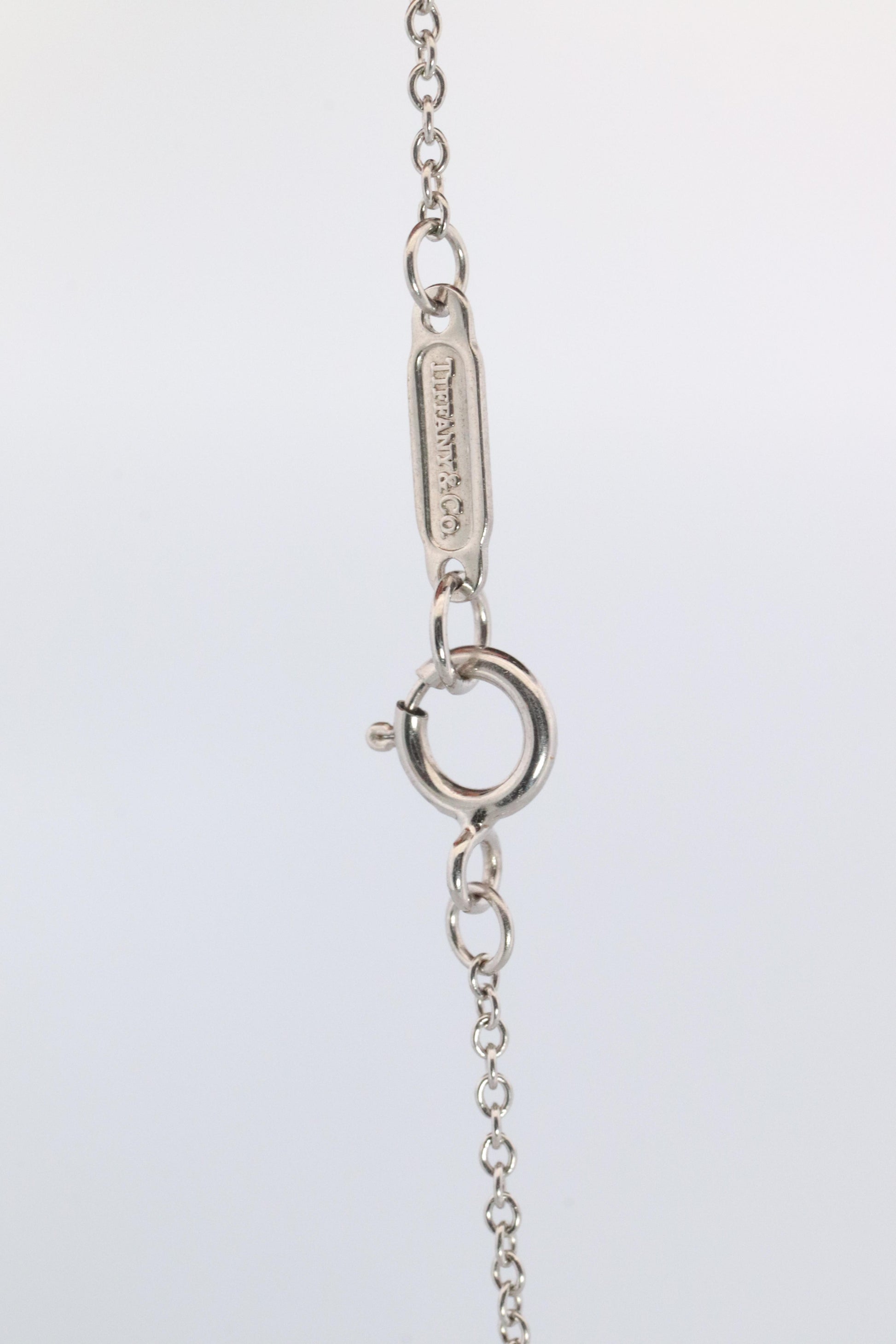 Genuine Tiffany and Co Aquamarine Necklace. 18k WG Tiffany Aqua Diamond Pendant