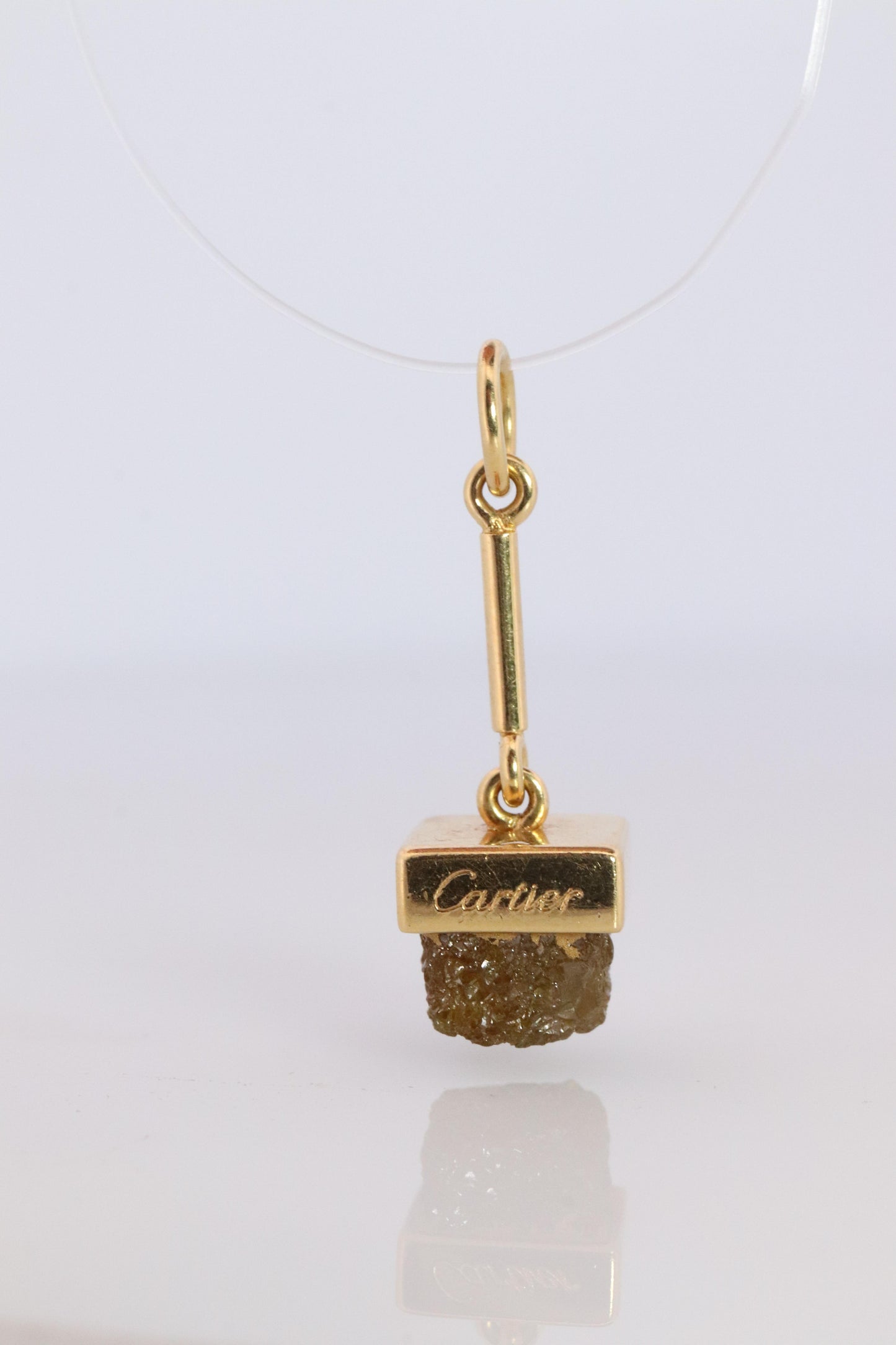 Genuine Cartier Diamond Pendant. 18k YG Rough Diamond Pendant.