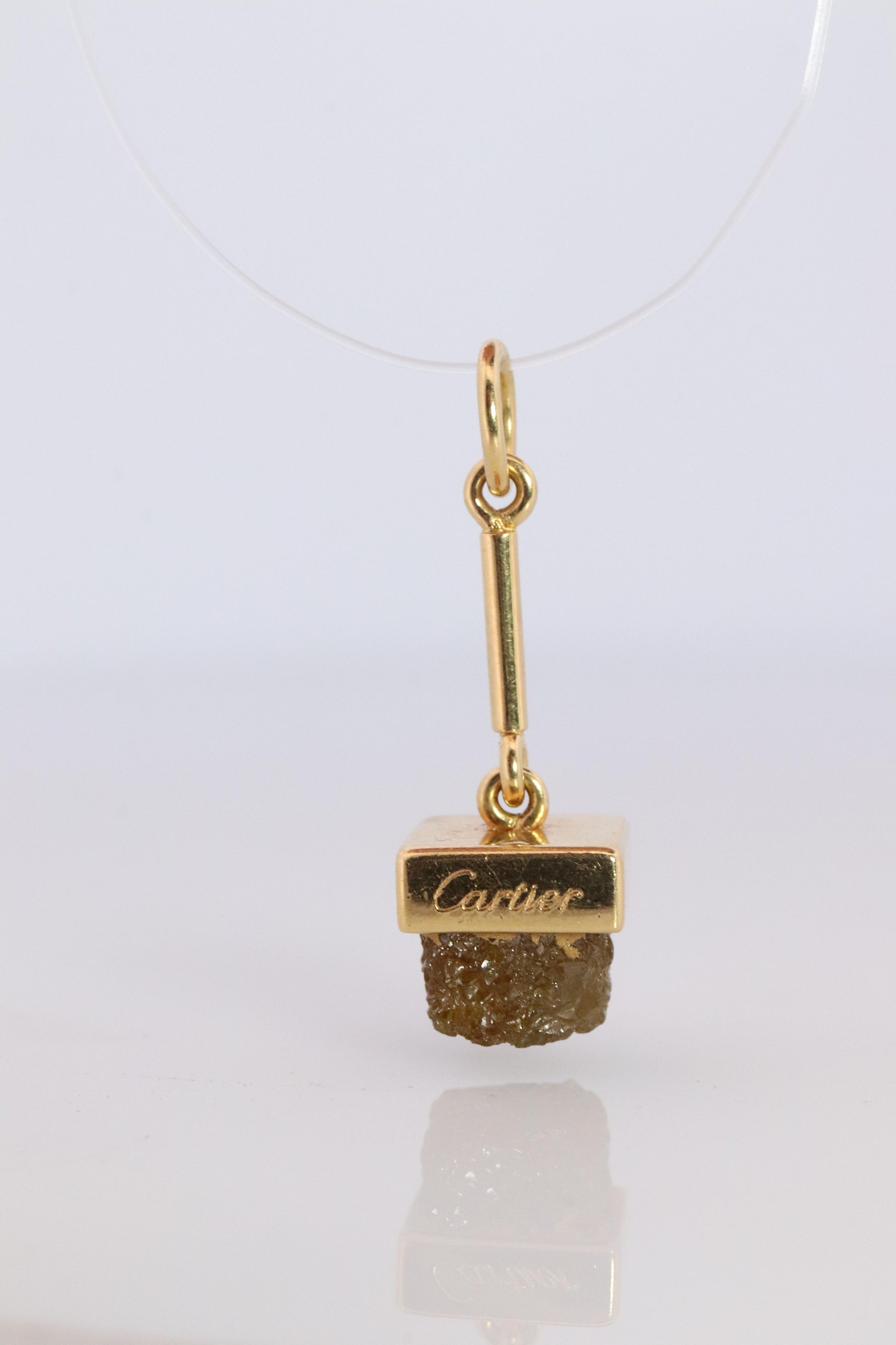 Genuine Cartier Diamond Pendant. 18k YG Rough Diamond Pendant.