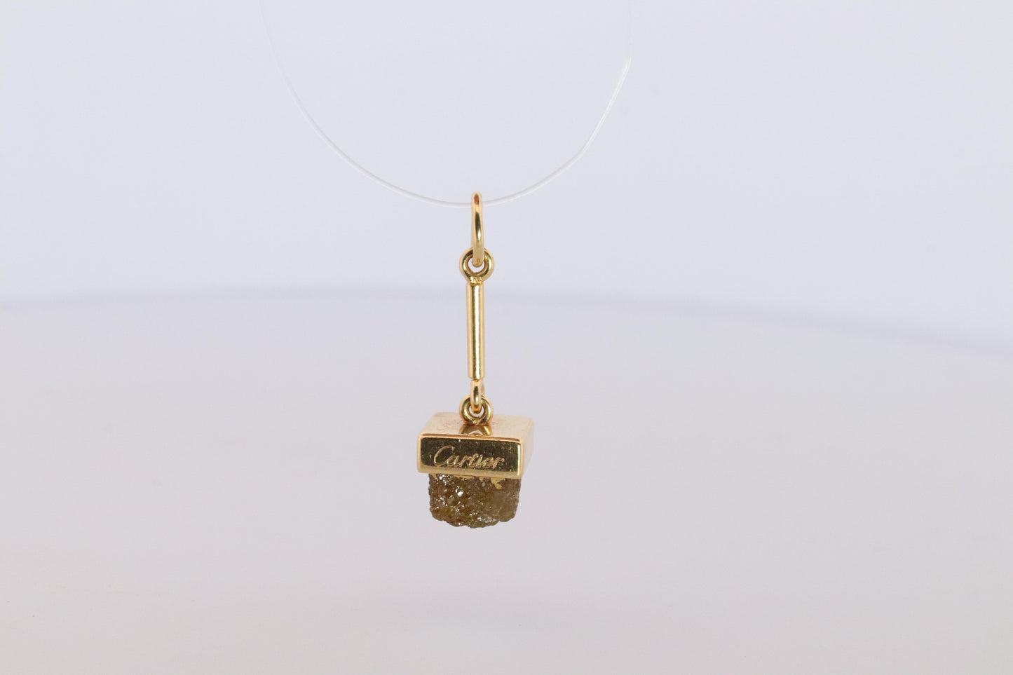 Genuine Cartier Diamond Pendant. 18k YG Rough Diamond Pendant.