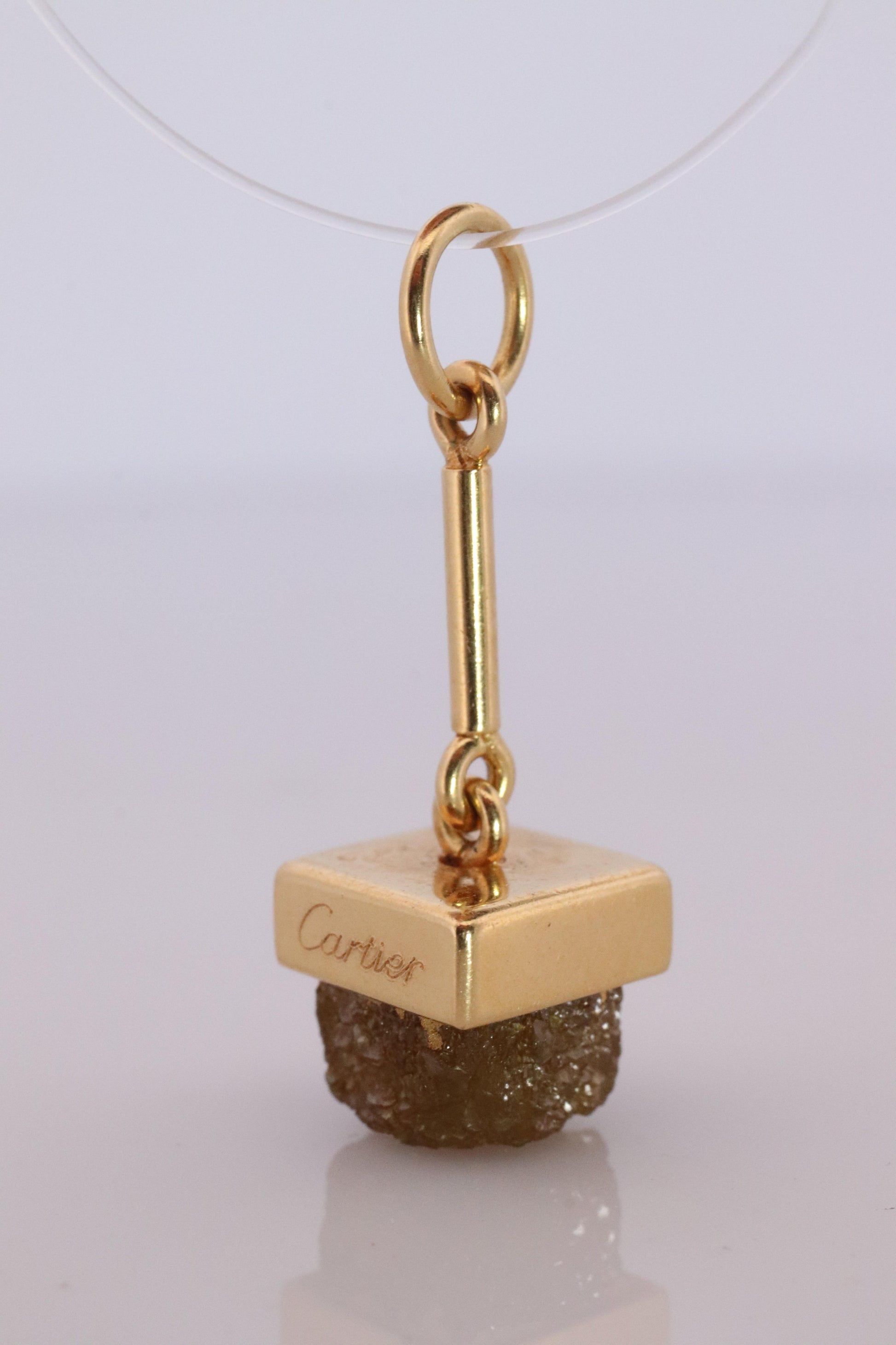 Genuine Cartier Diamond Pendant. 18k YG Rough Diamond Pendant.