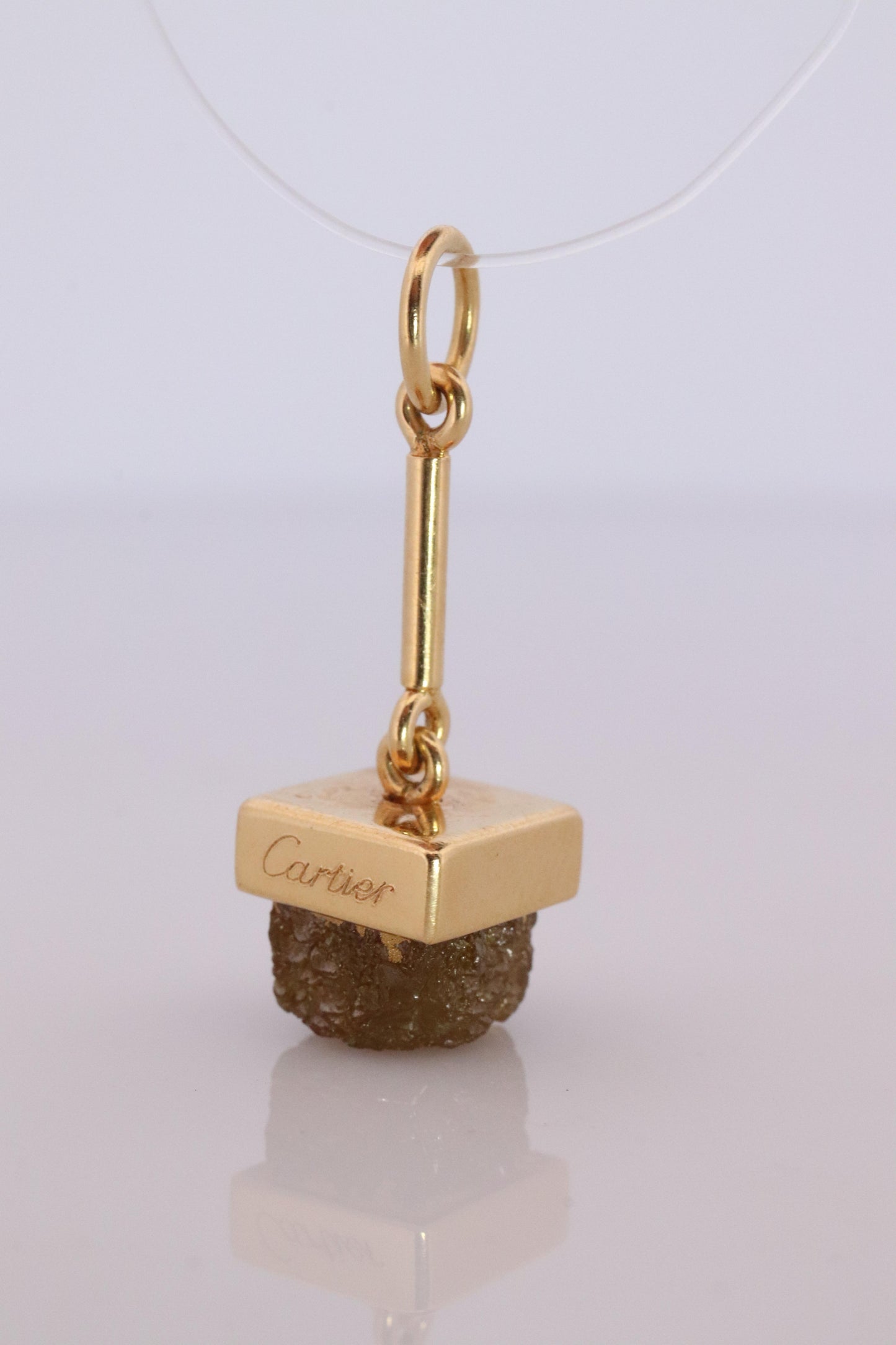 Genuine Cartier Diamond Pendant. 18k YG Rough Diamond Pendant.