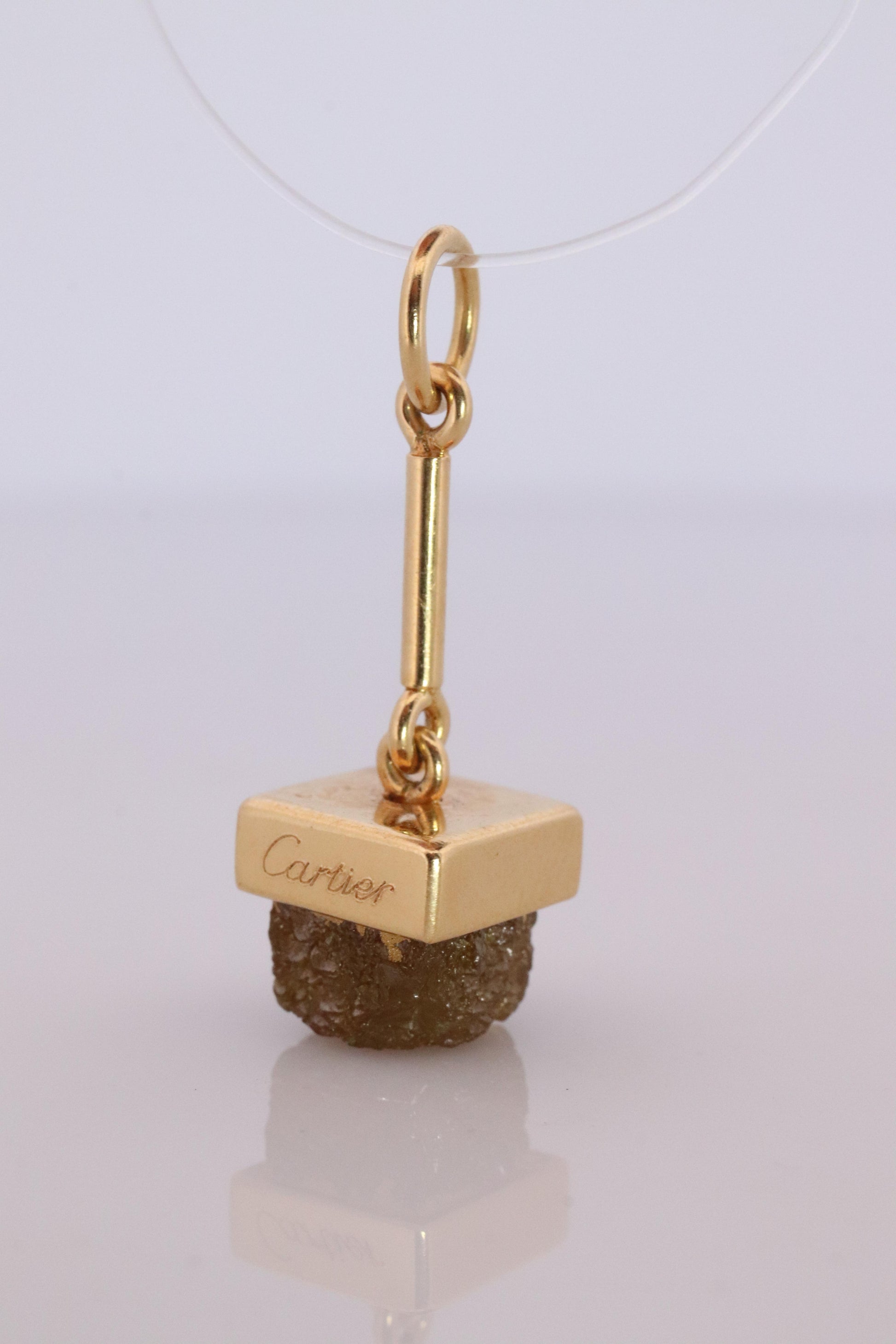 Genuine Cartier Diamond Pendant. 18k YG Rough Diamond Pendant.