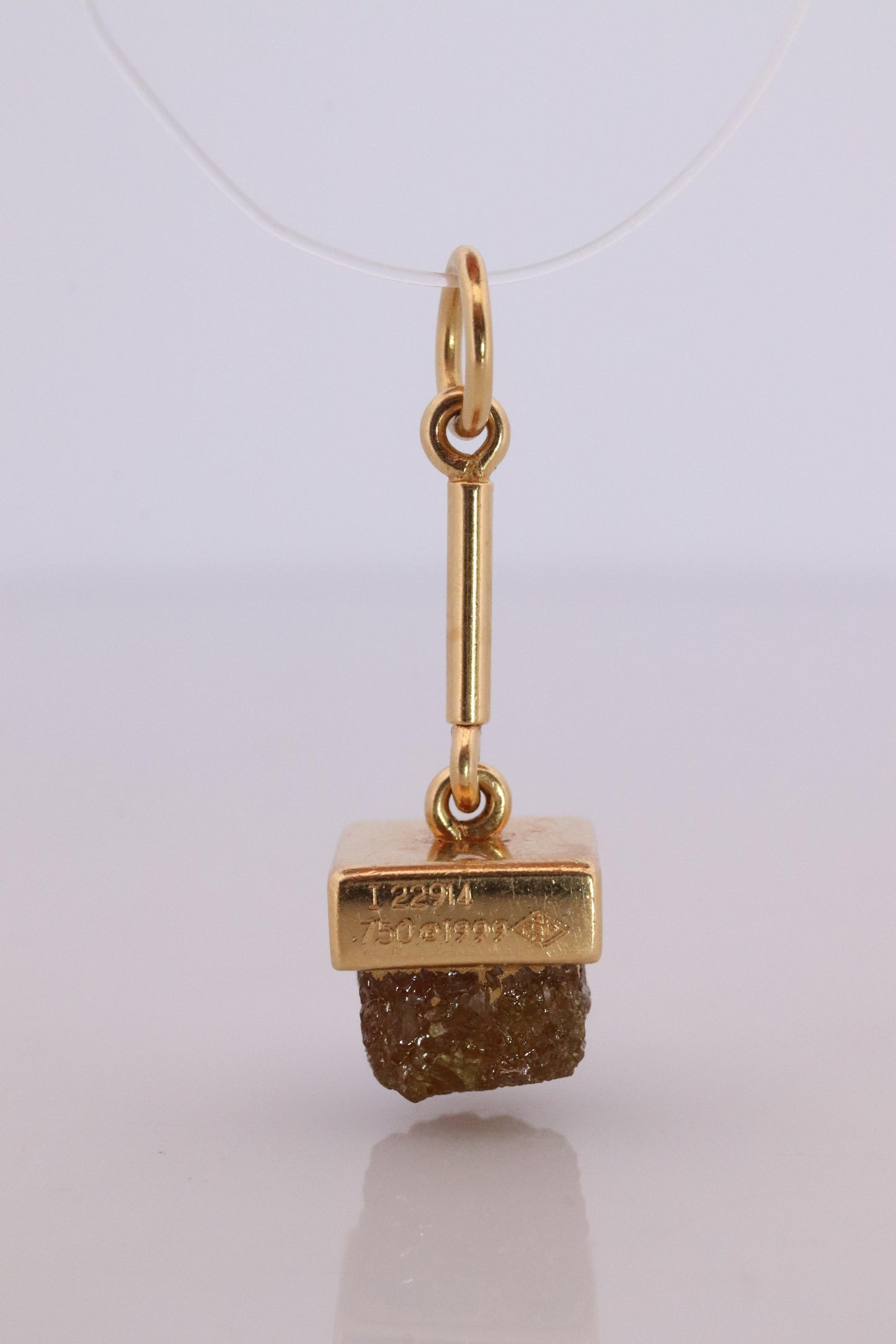 Genuine Cartier Diamond Pendant. 18k YG Rough Diamond Pendant.