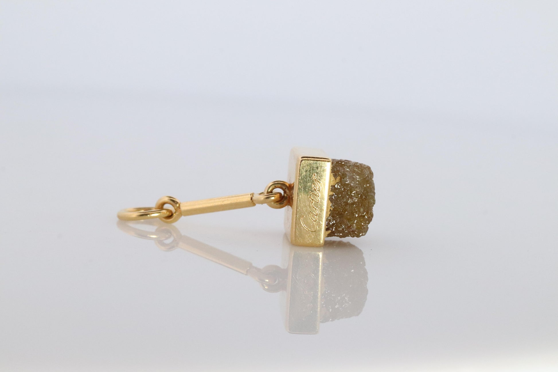 Genuine Cartier Diamond Pendant. 18k YG Rough Diamond Pendant.