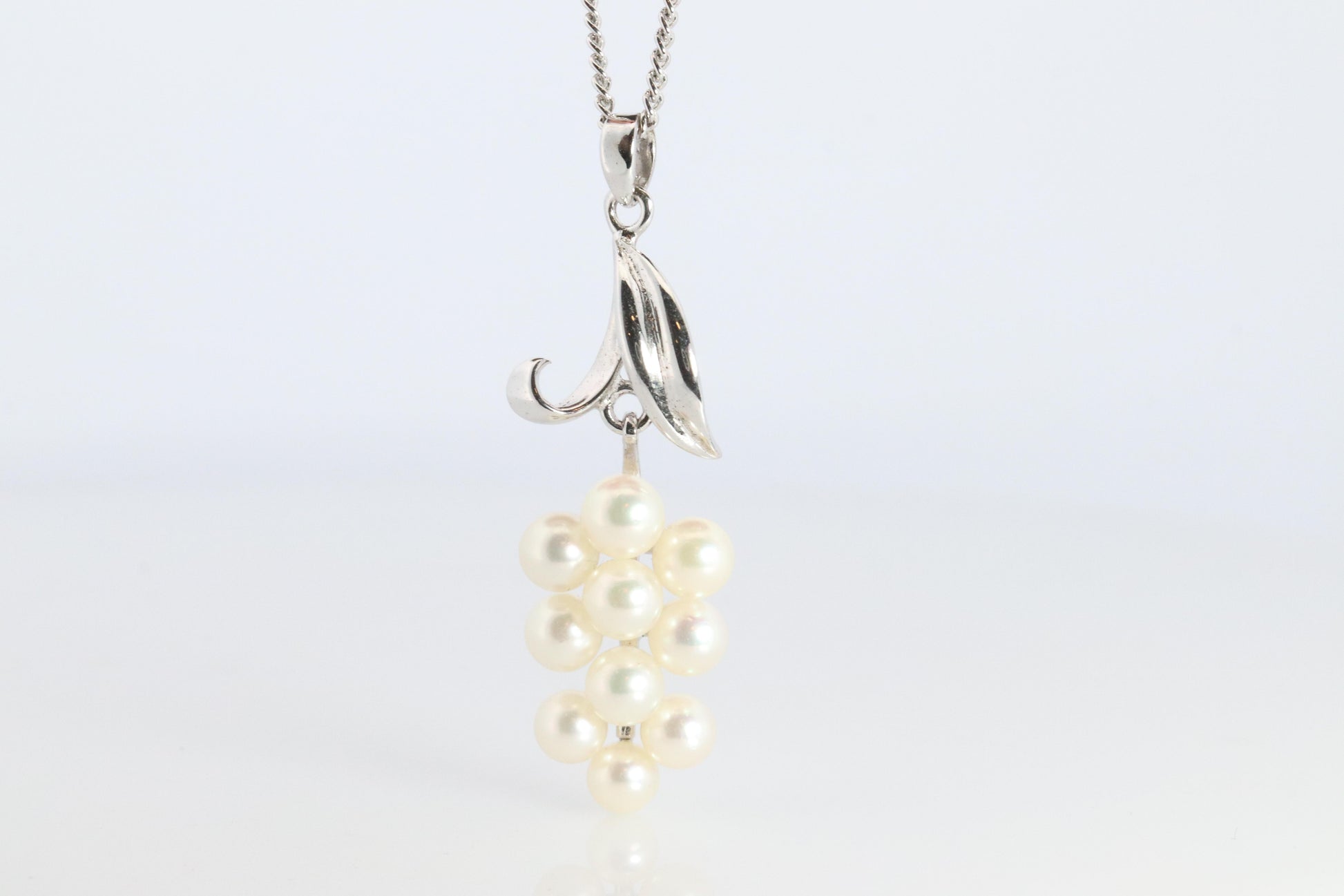 Mikimoto Pendant Sterling Silver. Mikimoto Pearl Grape Vine Pendant Necklace.