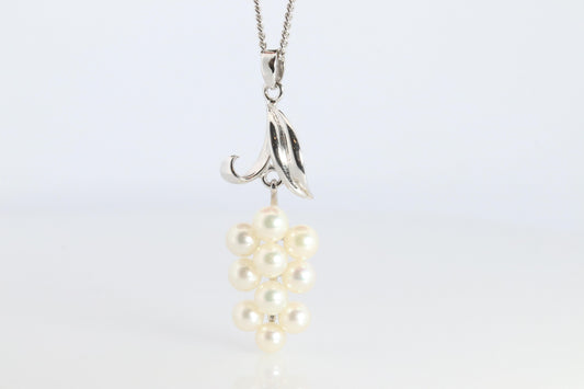 Mikimoto Pendant Sterling Silver. Mikimoto Pearl Grape Vine Pendant Necklace.