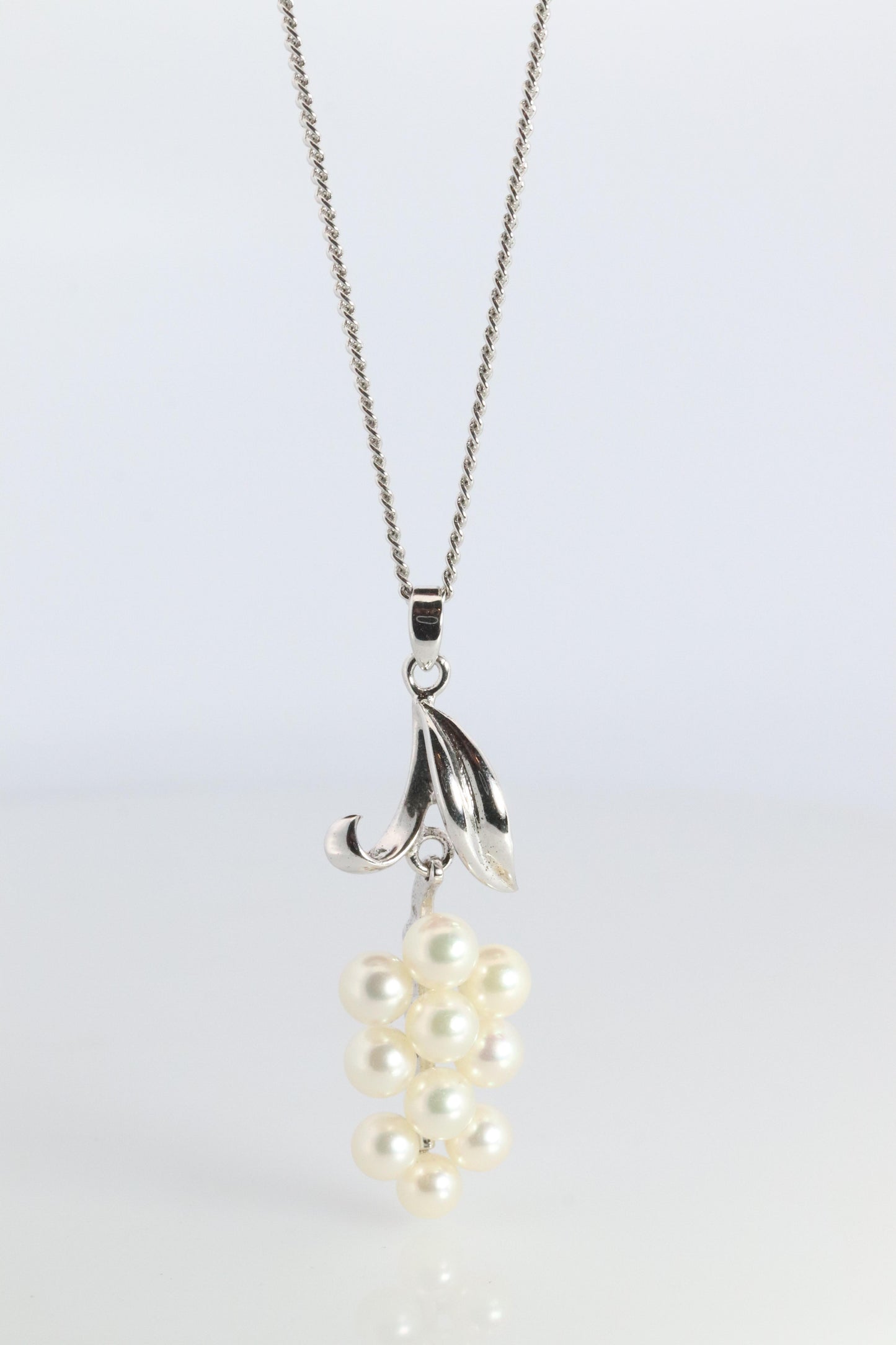 Mikimoto Pendant Sterling Silver. Mikimoto Pearl Grape Vine Pendant Necklace.