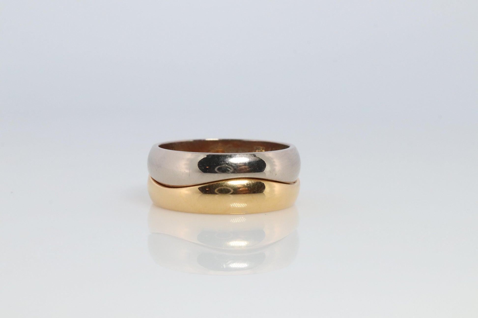 CARTIER Love Me Ring. Cartier Stacking Wedding Band 18k Yellow and White Band.