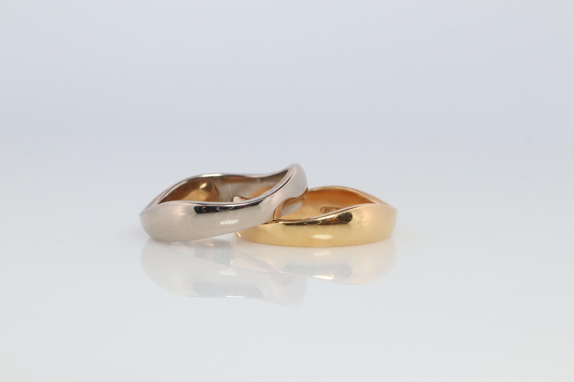 CARTIER Love Me Ring. Cartier Stacking Wedding Band 18k Yellow and White Band.