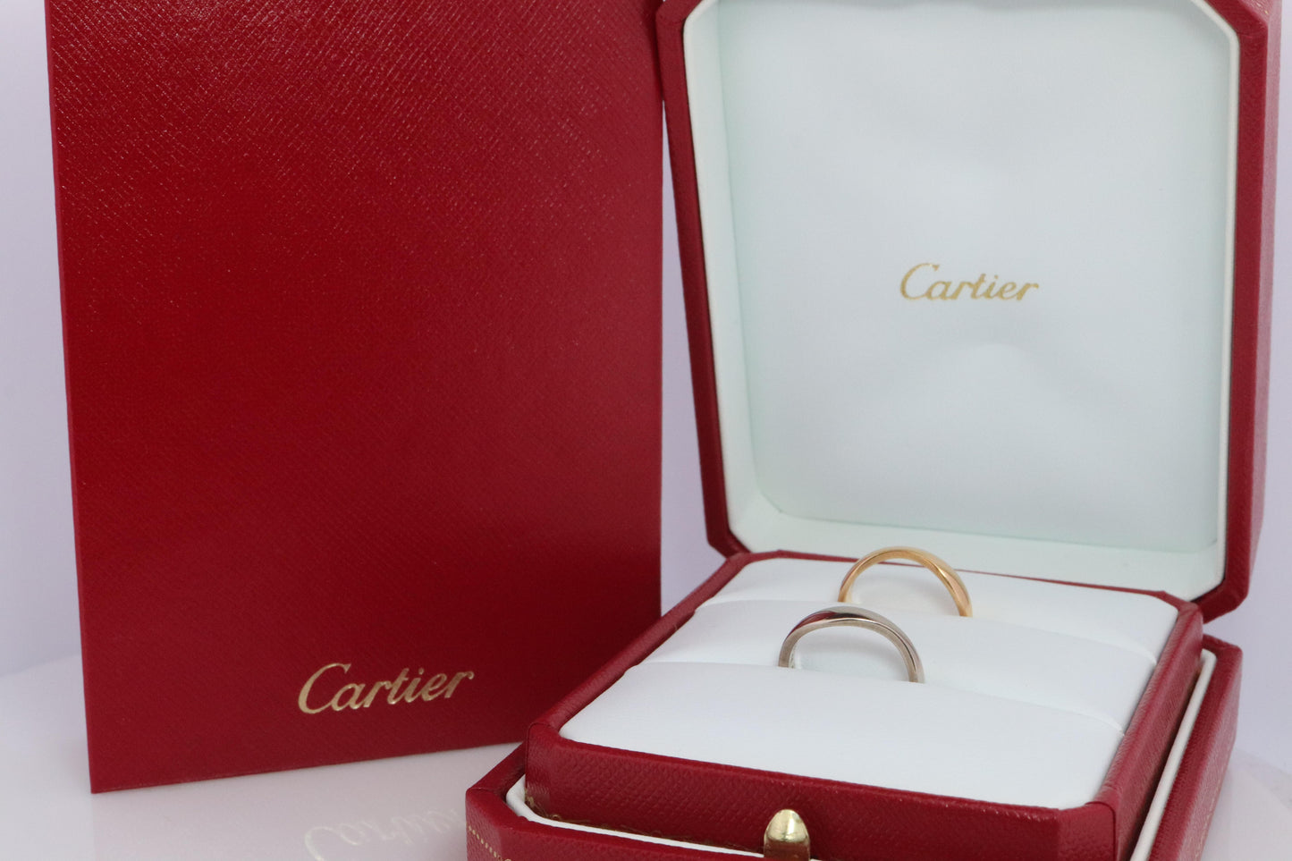 CARTIER Love Me Ring. Cartier Stacking Wedding Band 18k Yellow and White Band.