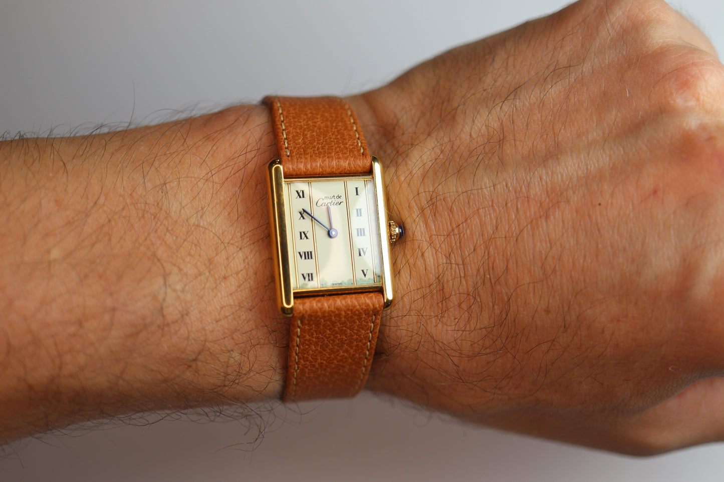 Vintage Must de Cartier 590005 Tank Watch. Cartier Pillar Dial ARGENT Tank.