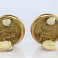 Chanel Earrings. Genuine CC CHANEL Round LOGO Clip on earrings Stitched Buttons
