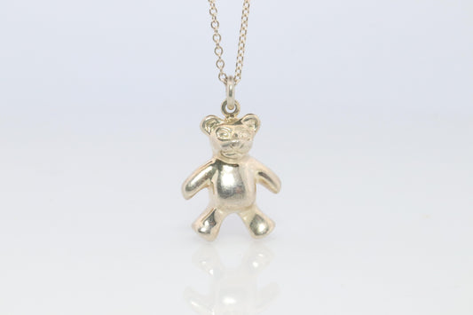 Tiffany and Co Teddy Bear Pendant. Sterling Silver 925 T&Co .