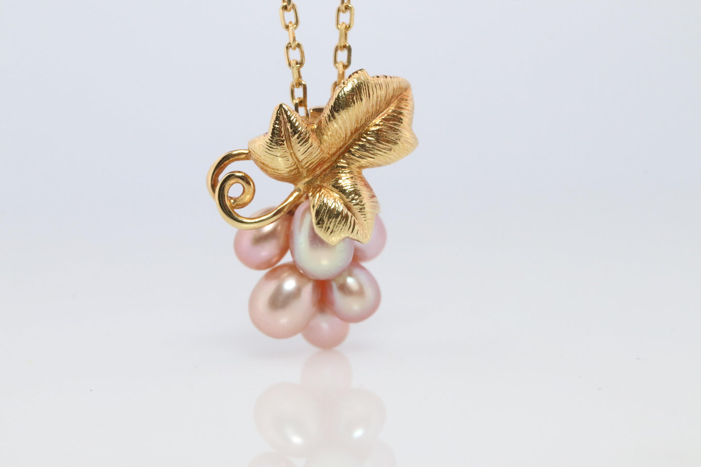 Mikimoto Necklace. Vintage 18k Gold Mikimoto Pearl Grape Vine Cluster pendant.