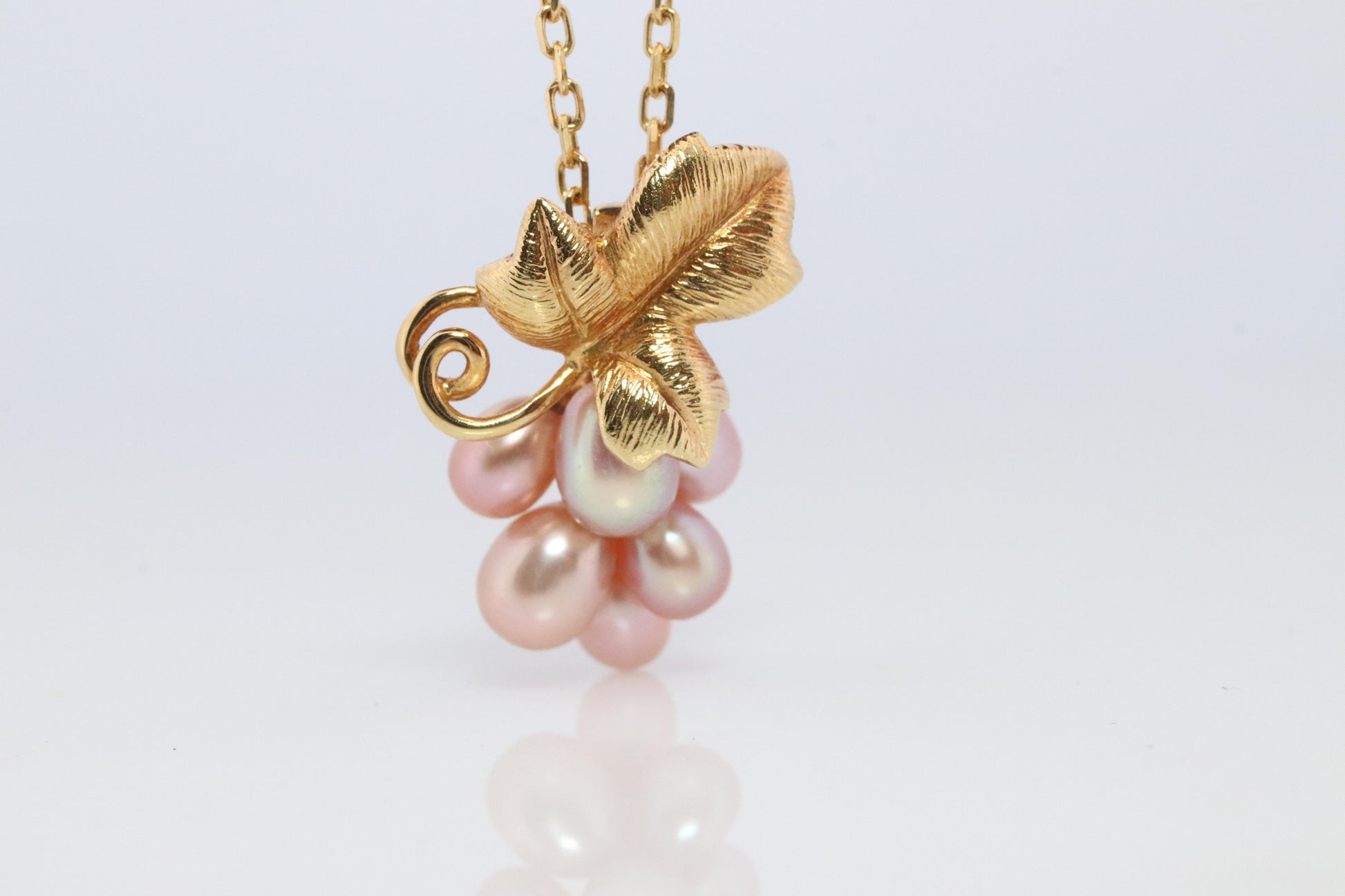 Mikimoto Necklace. Vintage 18k Gold Mikimoto Pearl Grape Vine Cluster pendant.