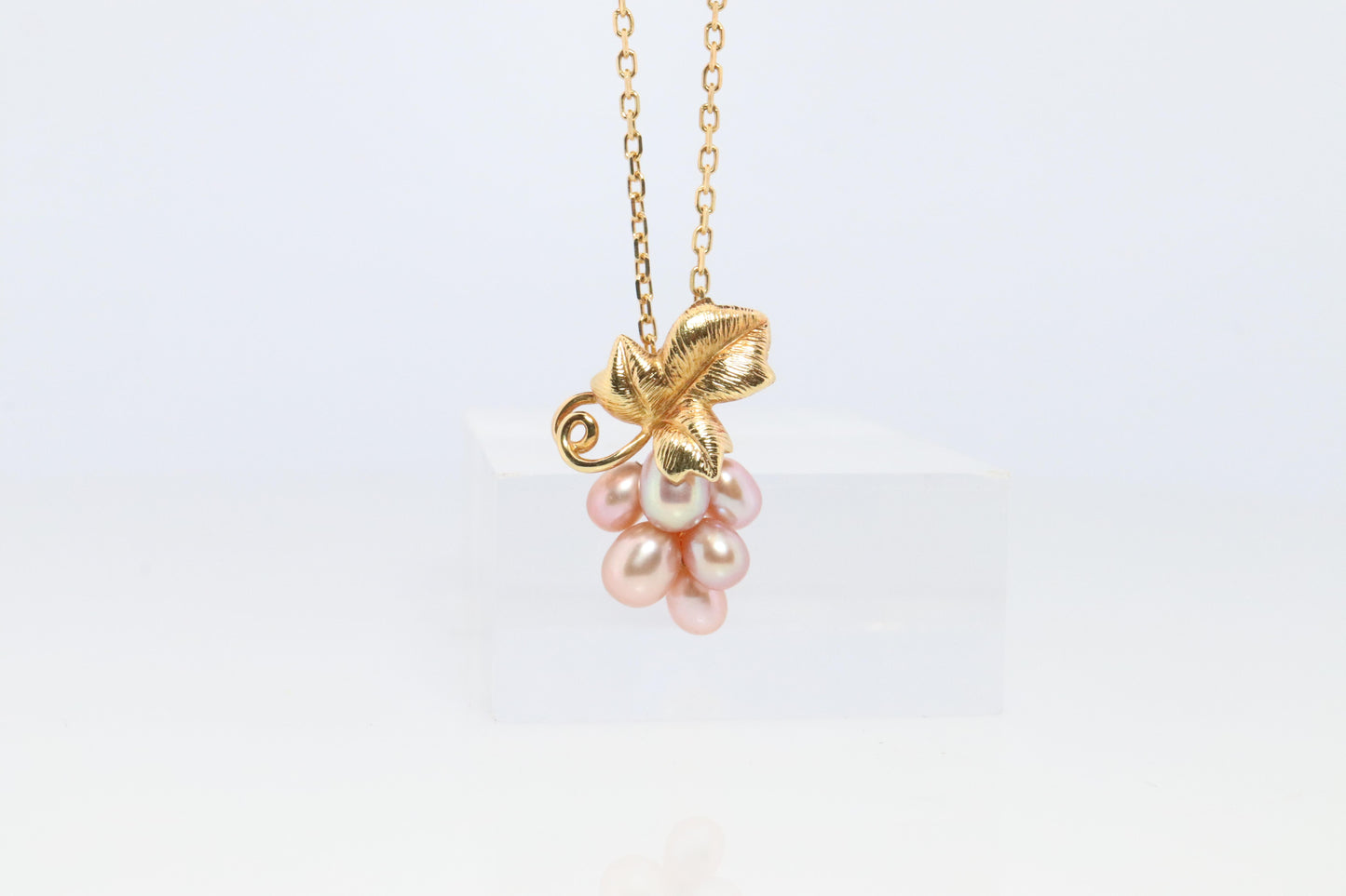 Mikimoto Necklace. Vintage 18k Gold Mikimoto Pearl Grape Vine Cluster pendant.