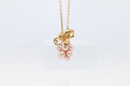Mikimoto Necklace. Vintage 18k Gold Mikimoto Pearl Grape Vine Cluster pendant.