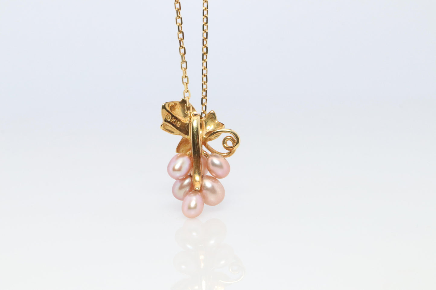 Mikimoto Necklace. Vintage 18k Gold Mikimoto Pearl Grape Vine Cluster pendant.