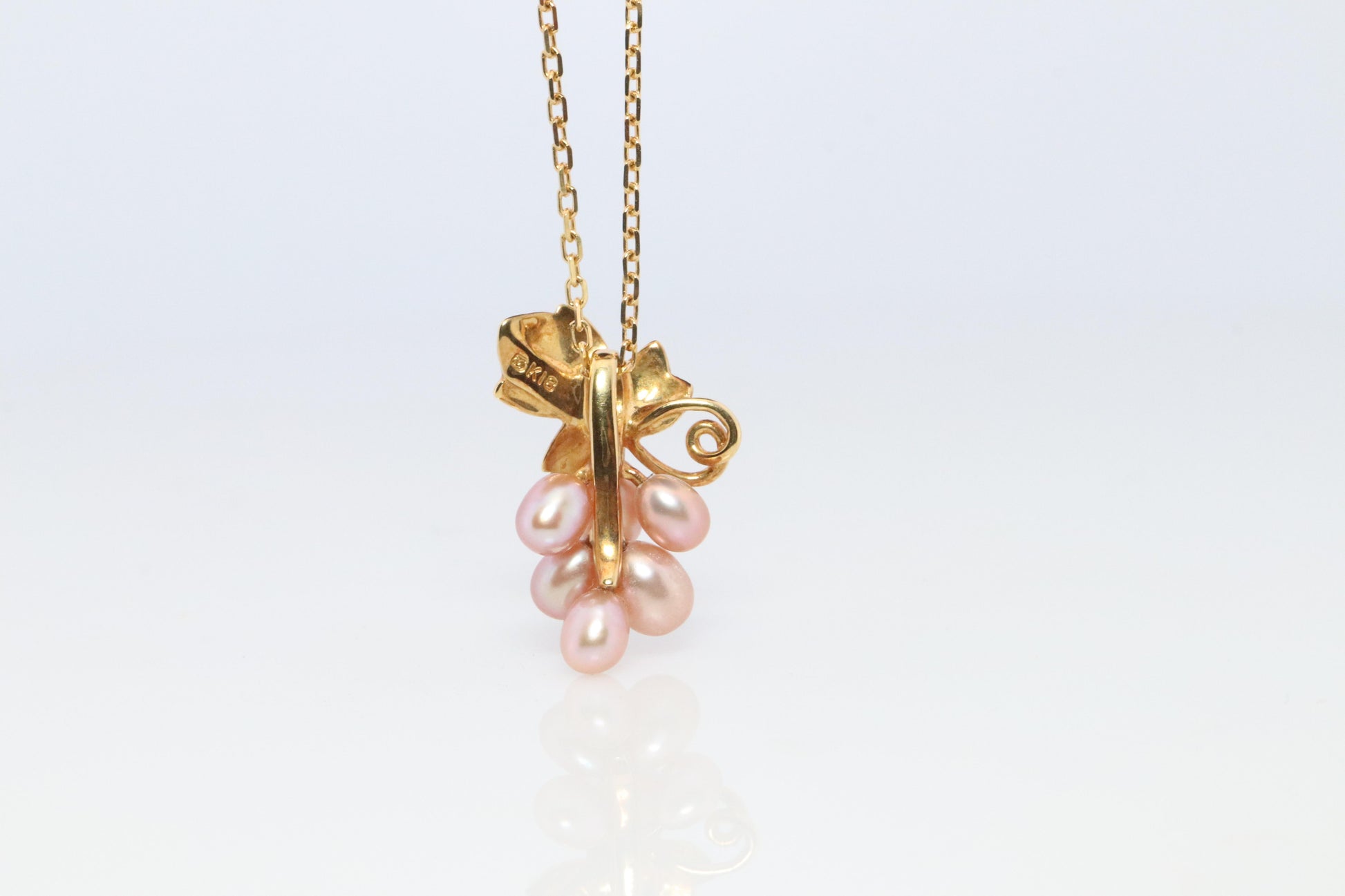 Mikimoto Necklace. Vintage 18k Gold Mikimoto Pearl Grape Vine Cluster pendant.