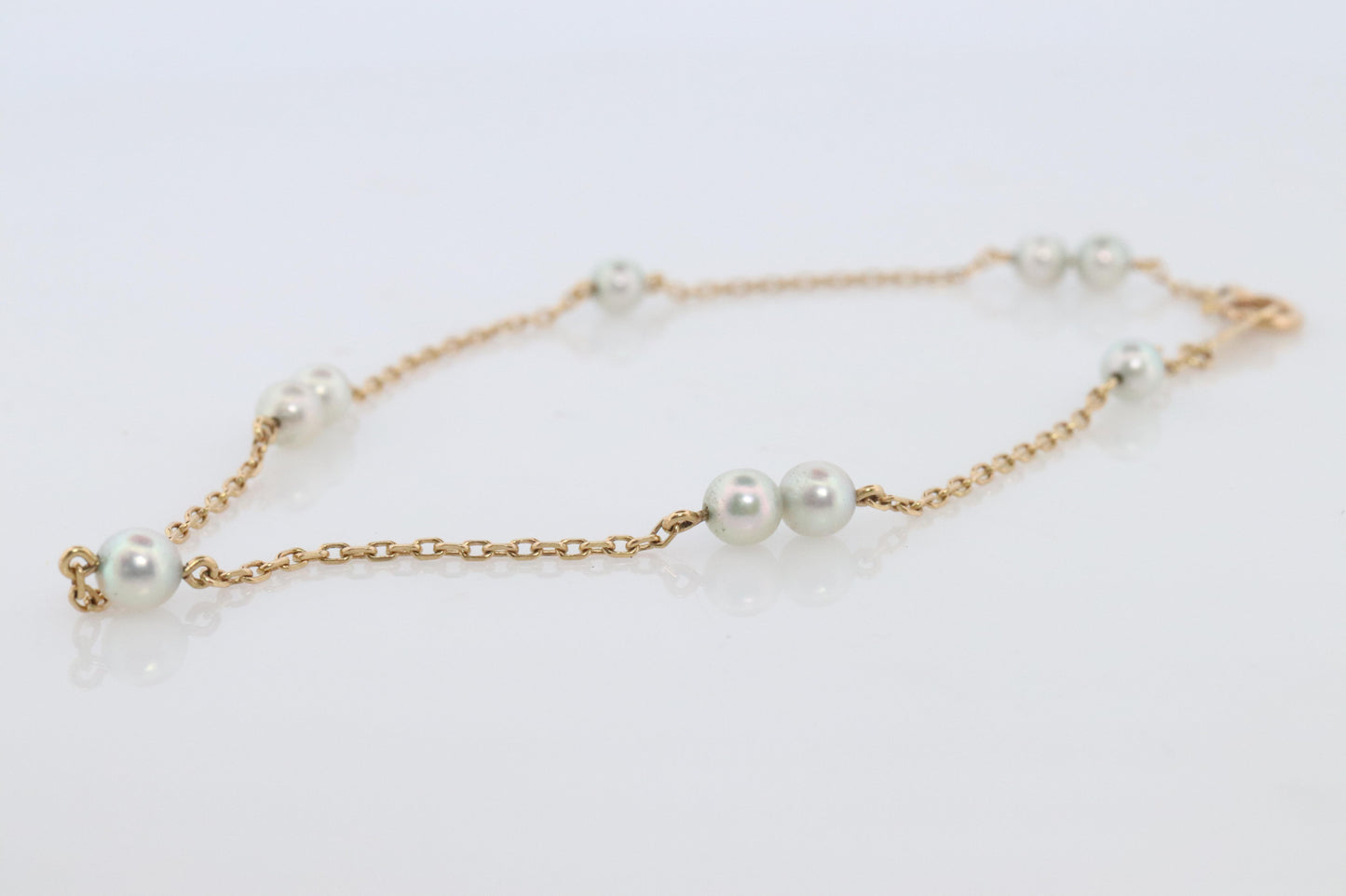 Mikimoto Bracelet. Vintage 14k Gold Mikimoto Pearl Station Bracelet 585 Dainty.