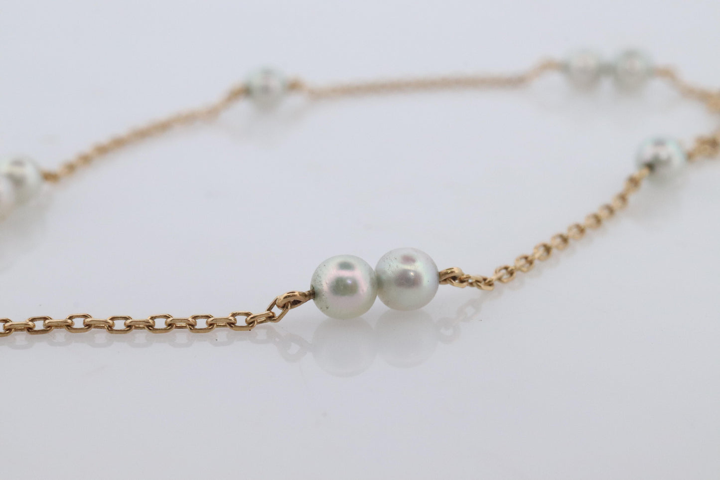Mikimoto Bracelet. Vintage 14k Gold Mikimoto Pearl Station Bracelet 585 Dainty.