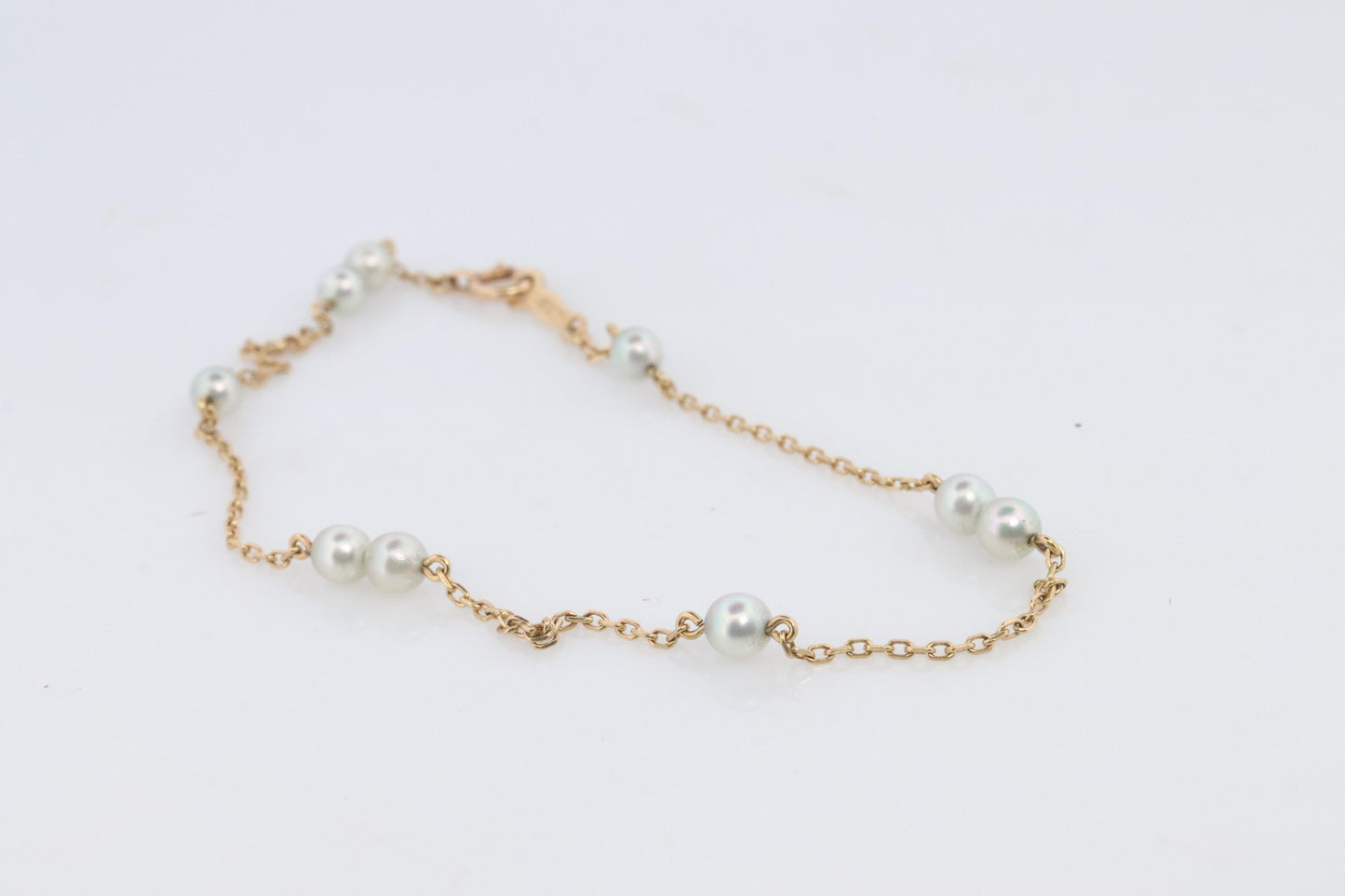Mikimoto Bracelet. Vintage 14k Gold Mikimoto Pearl Station Bracelet 585 Dainty.