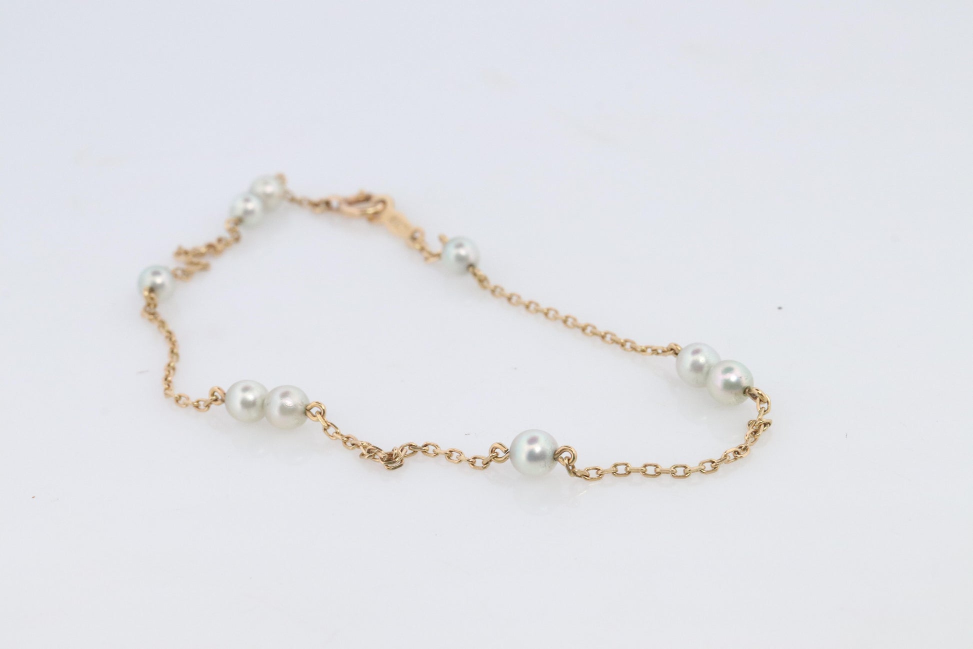 Mikimoto Bracelet. Vintage 14k Gold Mikimoto Pearl Station Bracelet 585 Dainty.