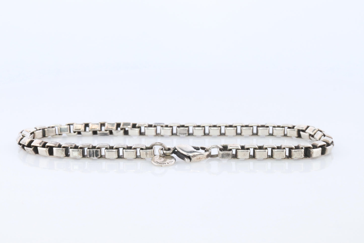 Tiffany & Co. Bracelet. Venetian Square Link Love Sterling Silver Chain Bracelet