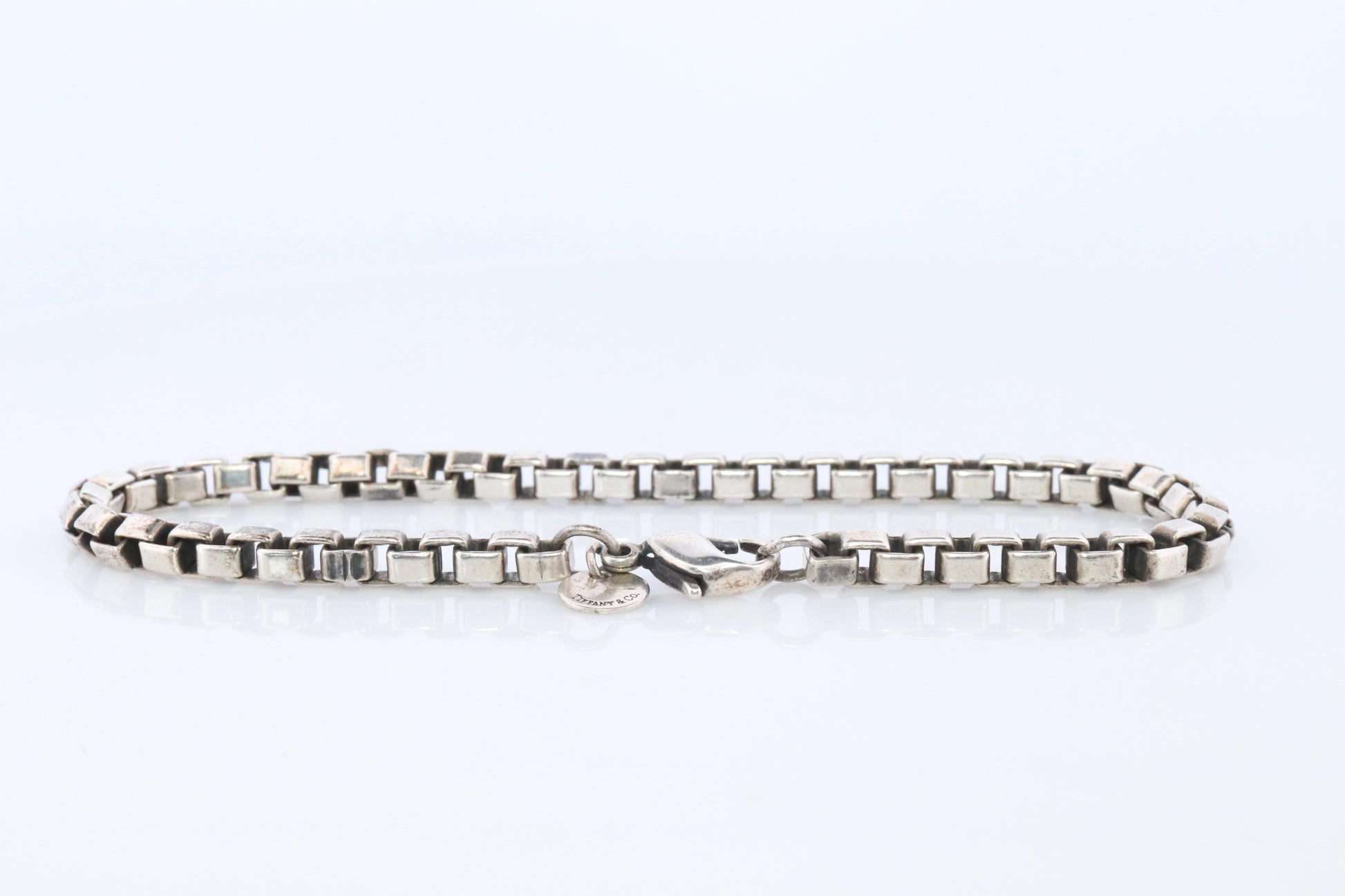 Tiffany & Co. Bracelet. Venetian Square Link Love Sterling Silver Chain Bracelet