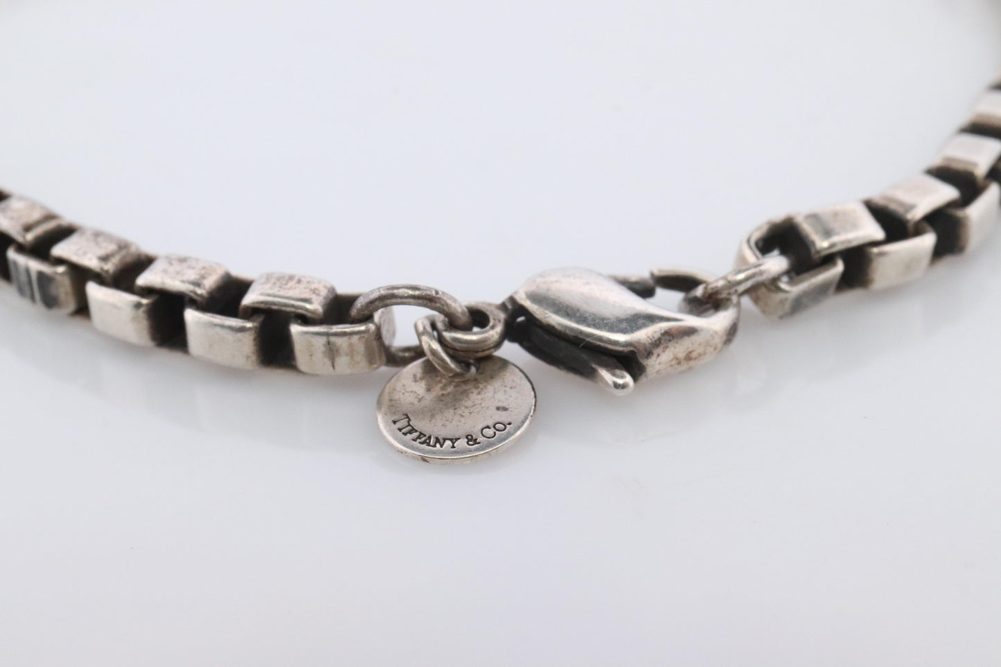 Tiffany & Co. Bracelet. Venetian Square Link Love Sterling Silver Chain Bracelet