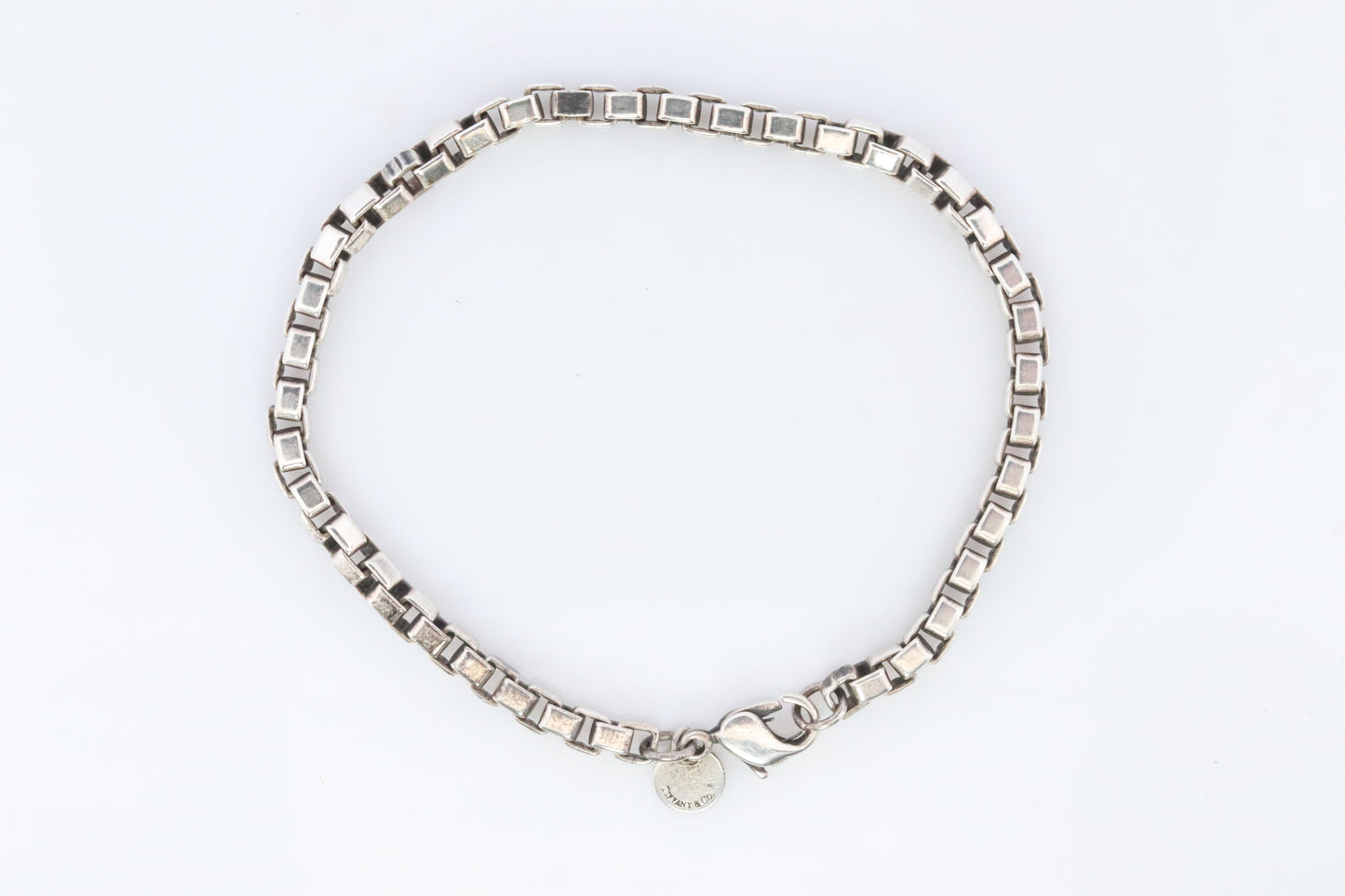 Tiffany & Co. Bracelet. Venetian Square Link Love Sterling Silver Chain Bracelet