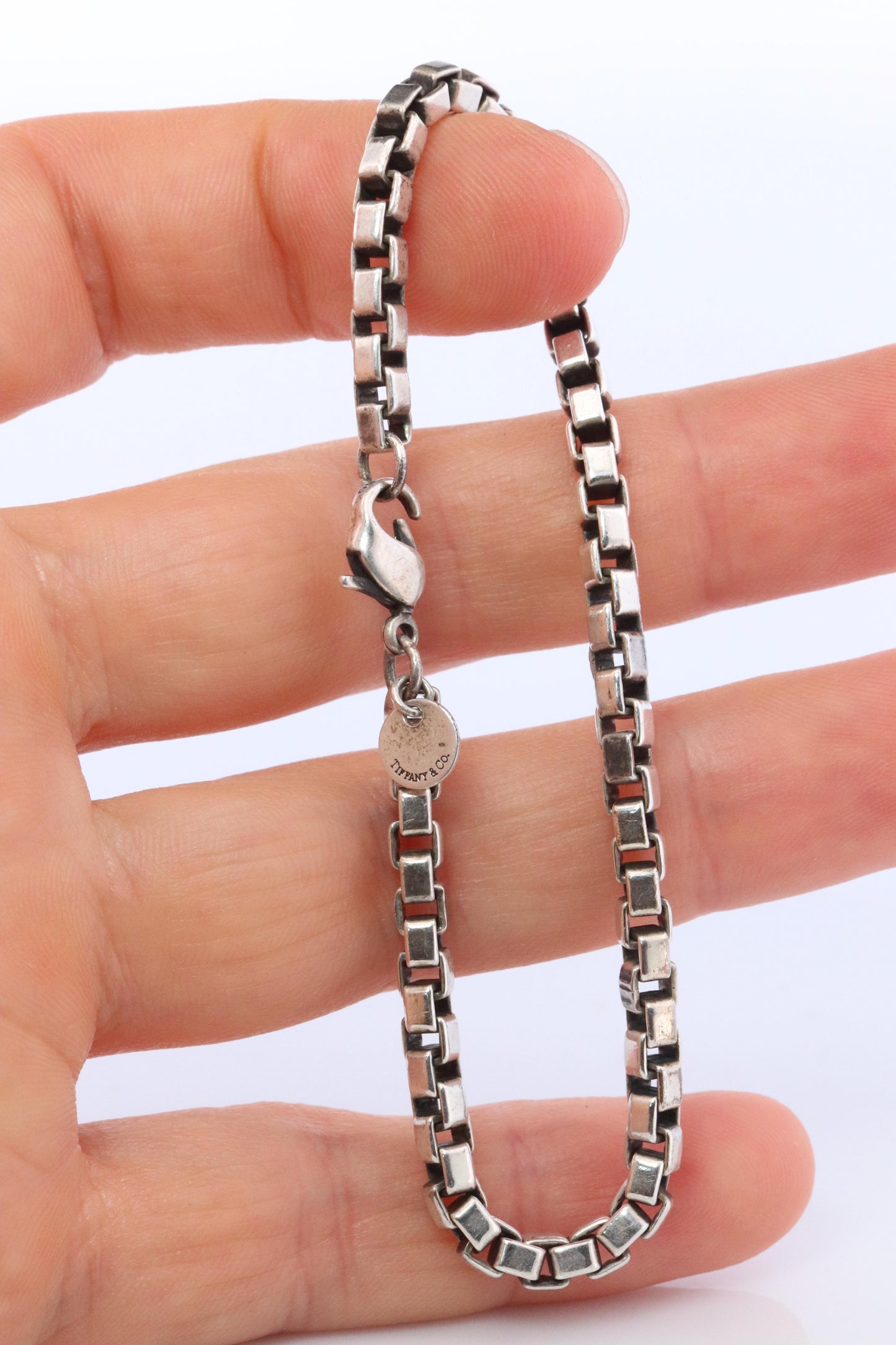 Tiffany & Co. Bracelet. Venetian Square Link Love Sterling Silver Chain Bracelet