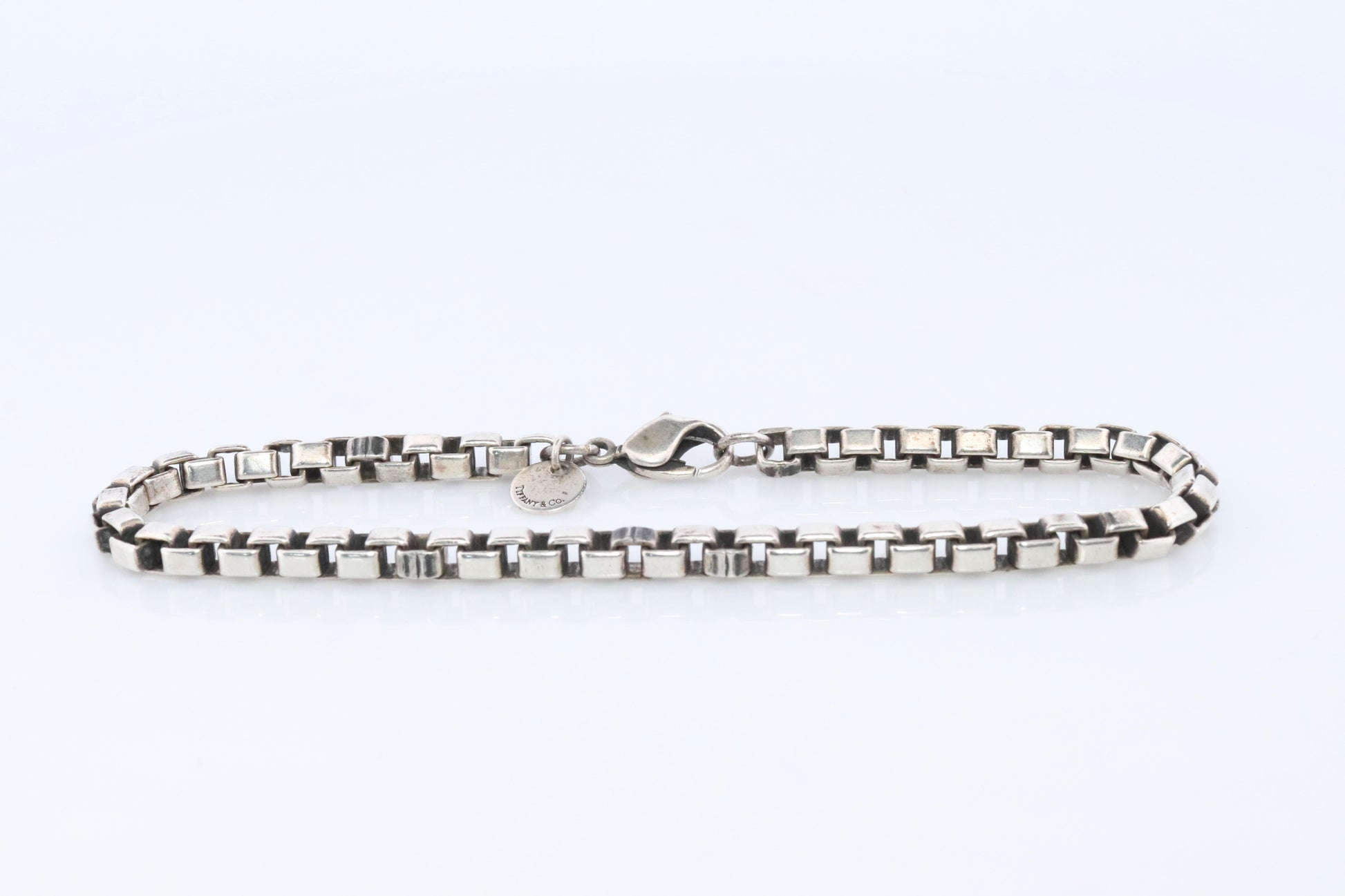 Tiffany & Co. Bracelet. Venetian Square Link Love Sterling Silver Chain Bracelet
